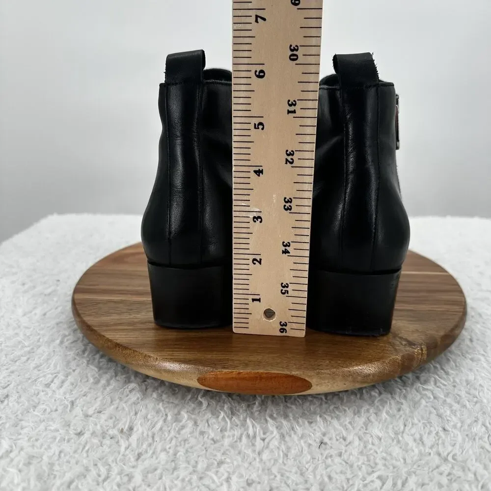 Aquatalia Boots Womens 9.5 Black Leather Fantina Weatherproof‎ Dual Zip Bootie